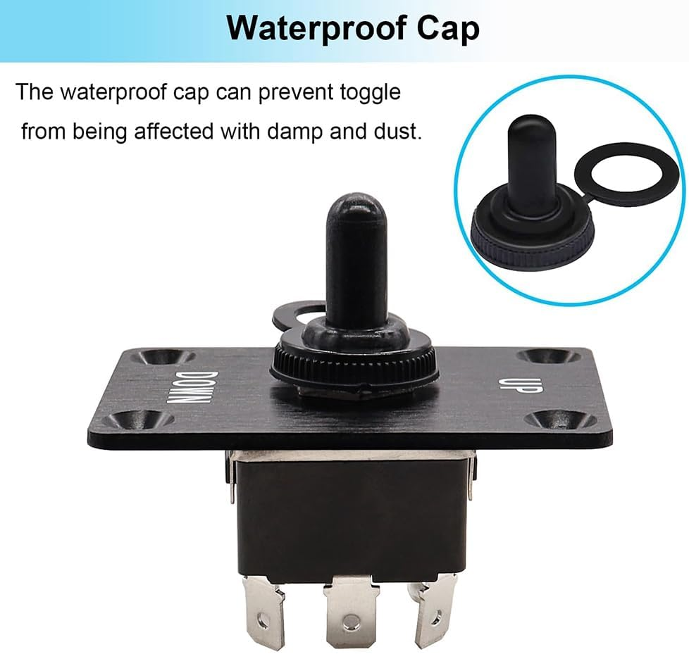 Momentary 6 Pin 3 Position (On)-Off-(On) Up/Down Polarity Reverse Switch with Panel,Wires and Cap Plastic,Metal image number 3