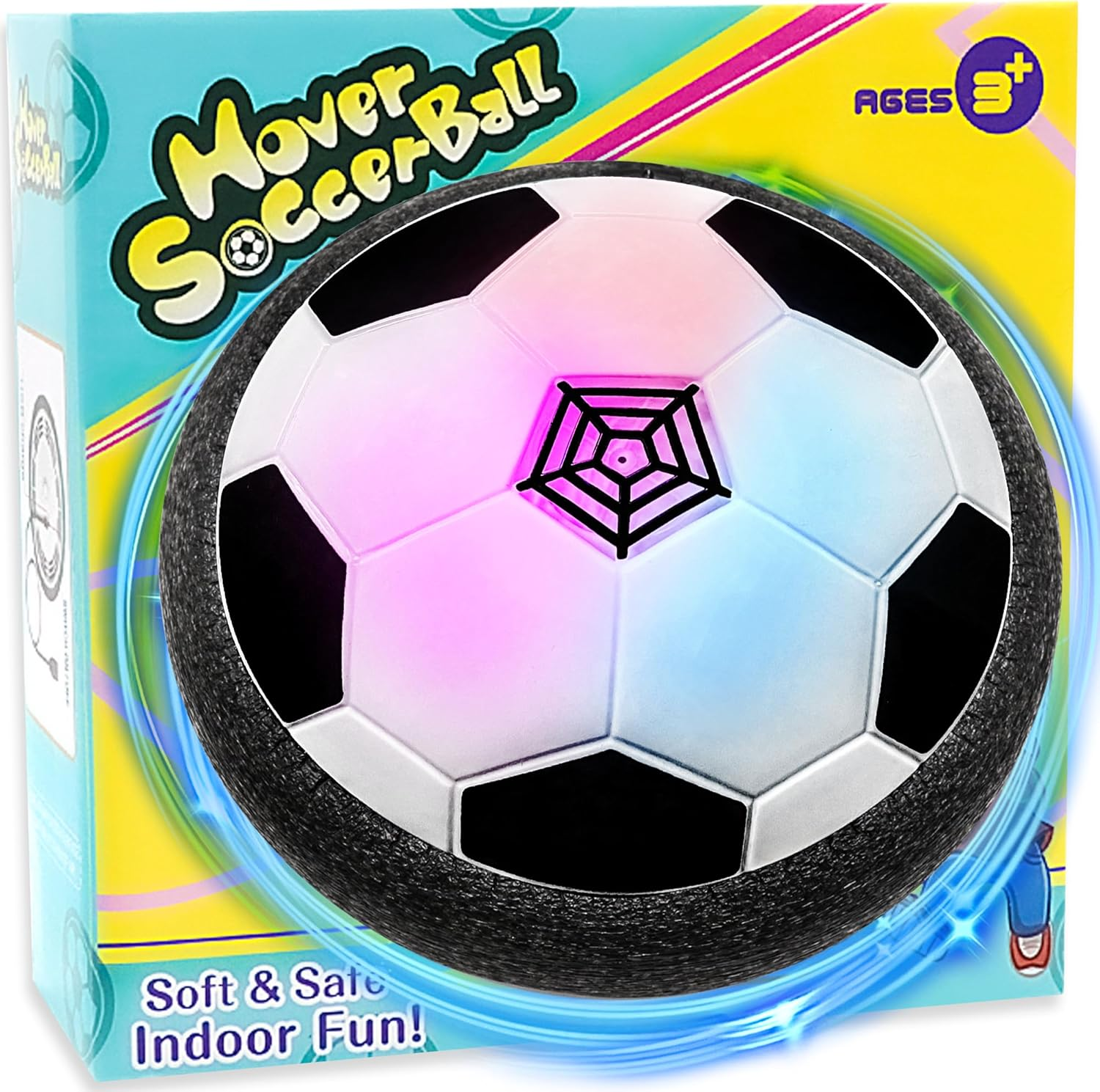 Hover Soccer Ball, Kids Toys for Boys Girls Age 3 4 5 6, Sport Indoor Outdoor Floating Soccer Boys Toys with Led Lights ＆ Foam Cushion, Football Game Birthday for 8-12 Year Old Boy Gift