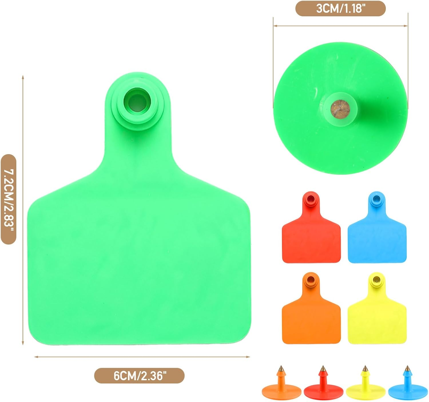 100PCS Large Plastic Livestock Ear Tags - ID Tags for Cattle, Sheep, Goats, Pigs - Red - Red image number 5