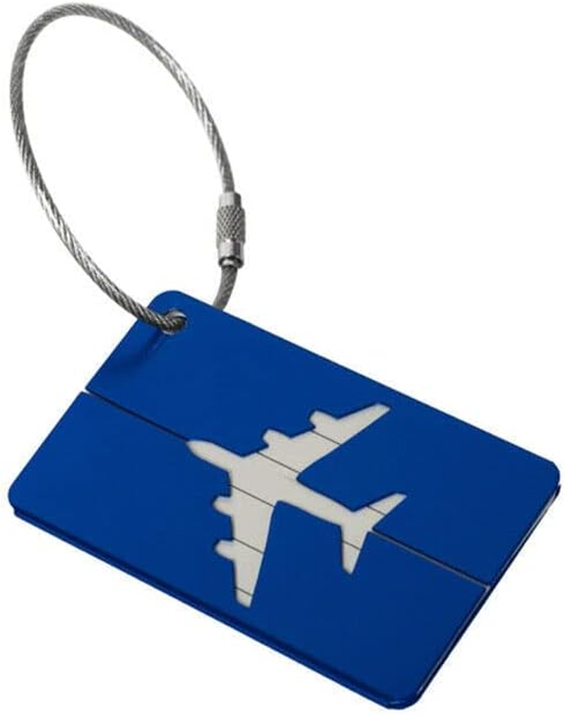 AIMALL Luggage Tag Aluminum Travel Baggage Suitcase Identity Address Name Label Cards with Wire Rope, Waterproof & Information Cards Included, 2.95X1.73 In