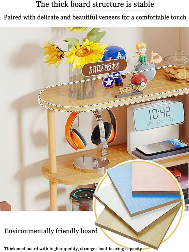 Dreamhousey New Vertical Corner Shelf, Simple Desktop Small Bookshelf 3-Tier Clutter and Ornaments Storage Shelf File Organizer Shelf Bookcase (Oak, 3-Tier) image number 2