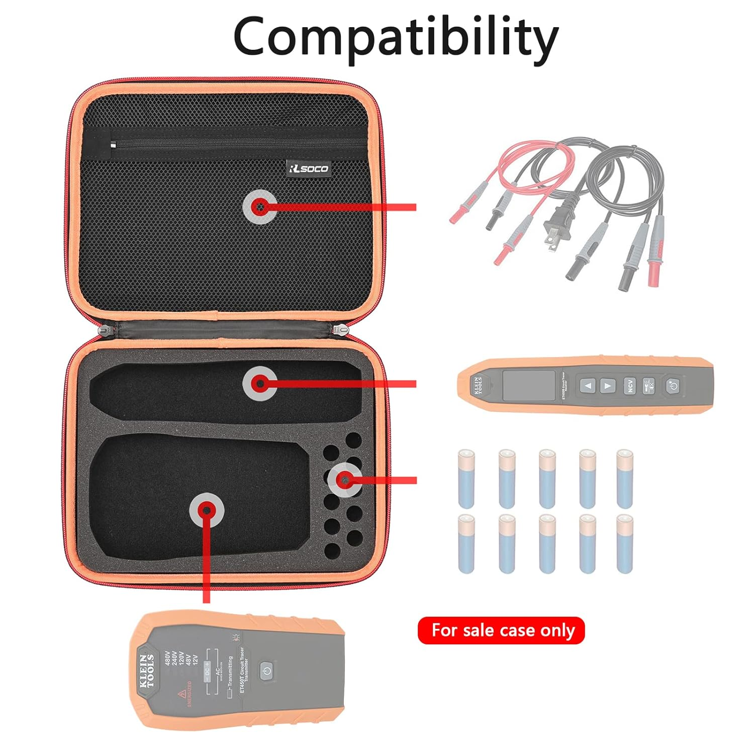 RLSOCO Case for Klein Tools A-ET450 Advanced Circuit Tracer Kit, Hard Shell Carrying Case, Drop- and Shock-Resistant (Cover Only) image number 2