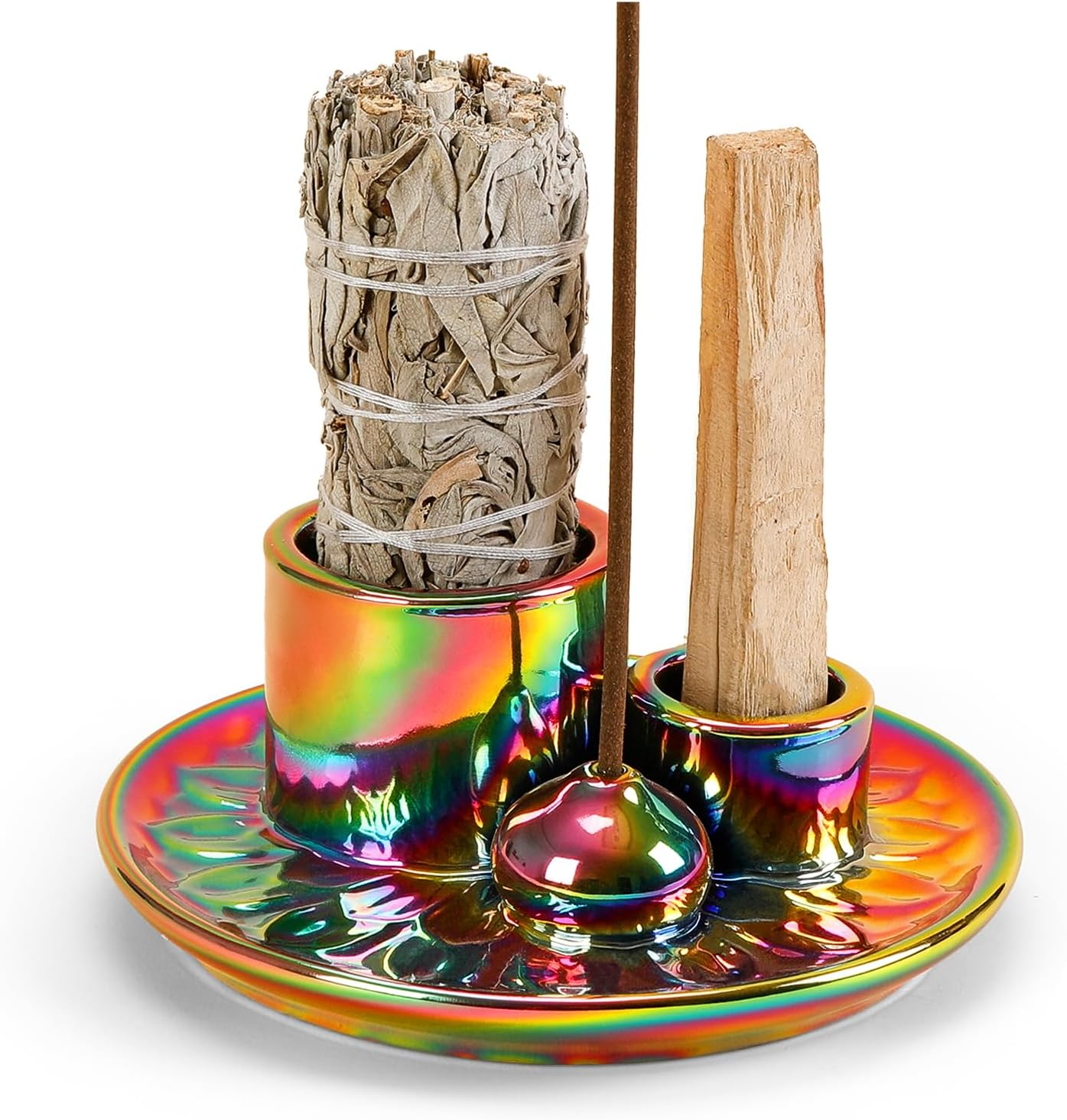 Palo Santo Sticks Holder, Multi-Purpose Handmade Ceramic Incense Burner for Palo Santo Incense Sticks, Sage Holder for Burning, Ash Catcher Tray for Meditation Yoga Room