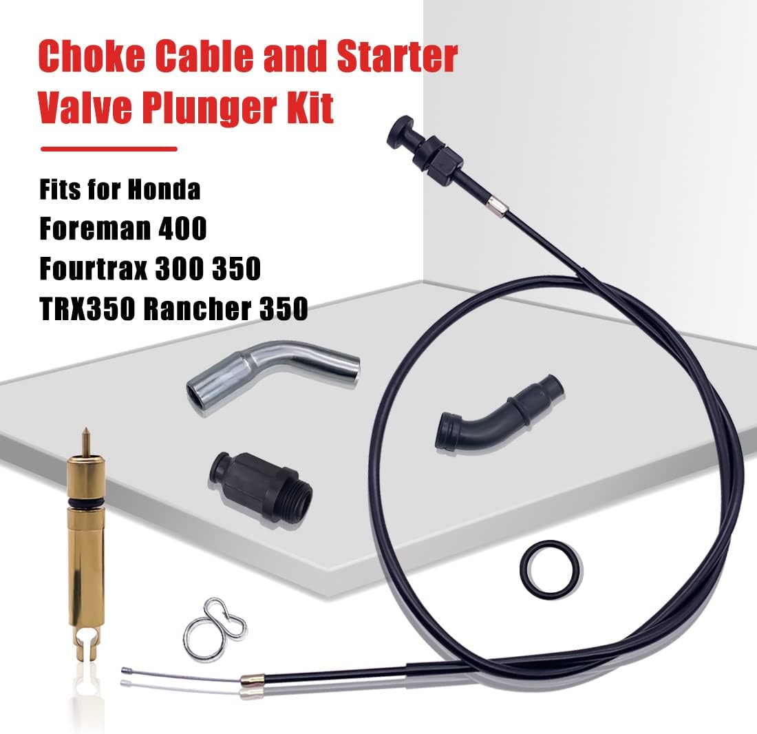 Carburetor Choke Cable and Starter Valve Plunger Kit Compatible with Honda TRX350 Rancher 350 Fourtrax 300 350 Foreman 400 Choke Cable 17950-HN5-671 image number 2