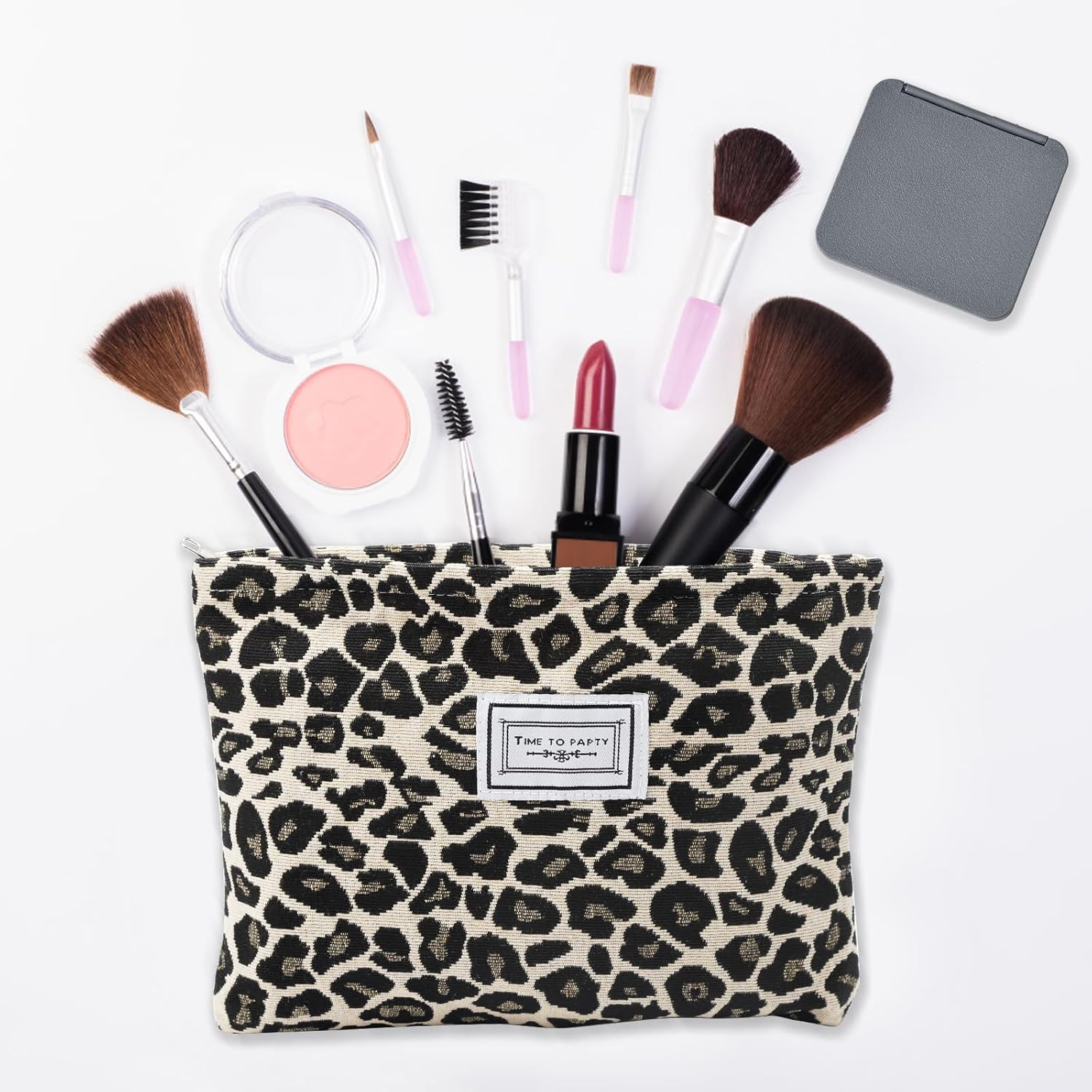 Cosmetic Bag Women'S Make up Bag Cord with Zip Multifunctional Travel Toiletry Bag Toiletry Bag Makeup Bag Organiser for Women Girls, Bright Leopard Print, Travel image number 3