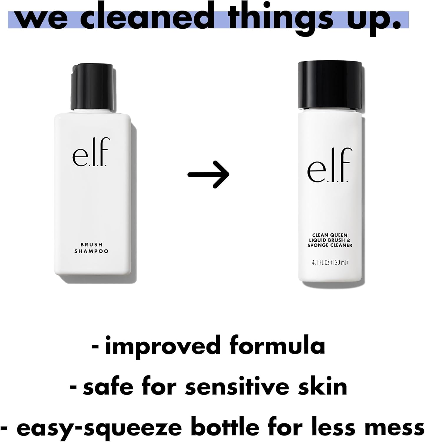 E.L.F. Clean Queen Liquid Brush & Sponge Cleaner, Gentle Foaming Cleaner for Removing Leftover Makeup, Dirt & Grime, Vegan & Cruelty-Free, 4.1 Oz image number 1