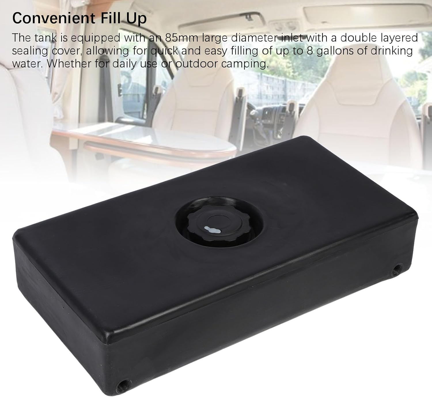 8 Gallon RV Water Holding Tank, Impact Resistant, Leakproof, Integrated Process, Large Diameter Inlet for Rvs, Trailers, Boats image number 1