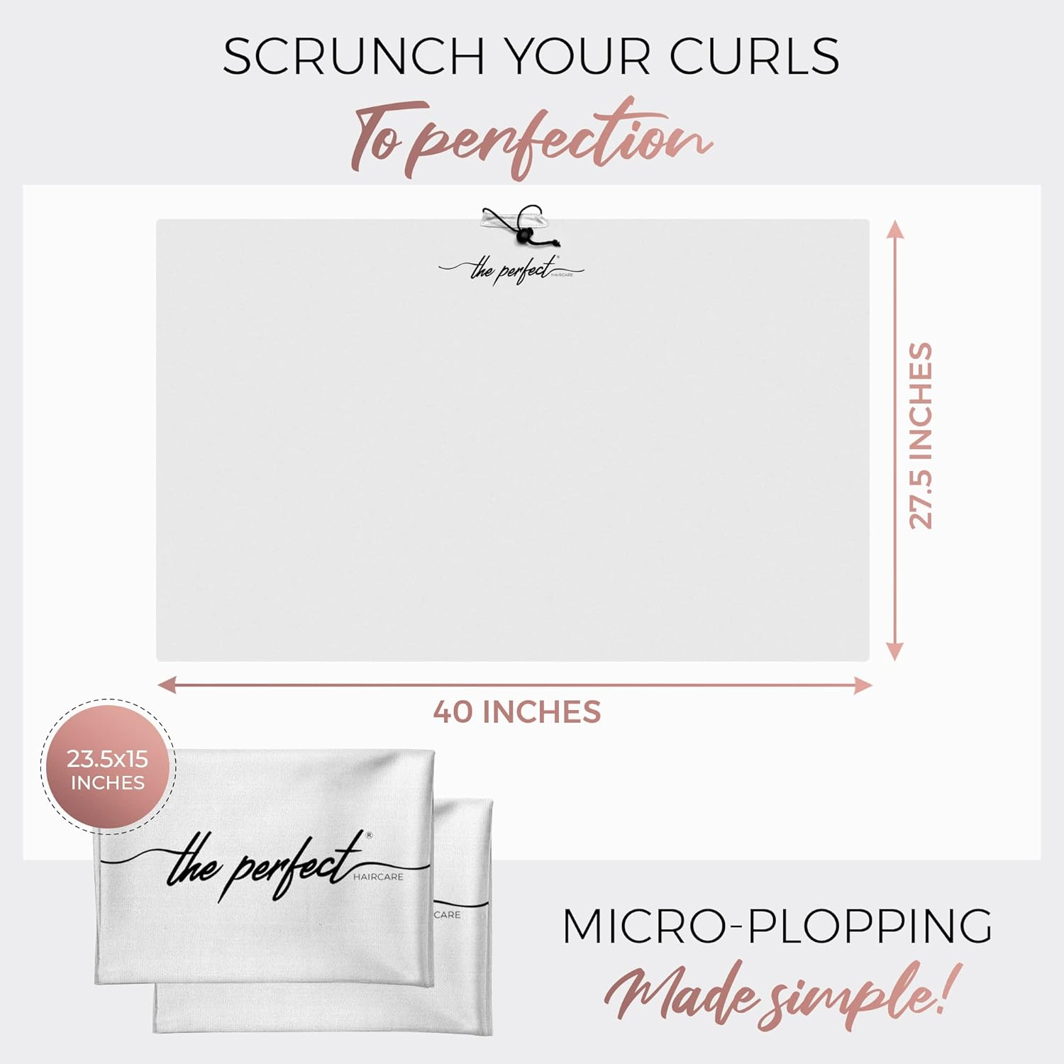 THE PERFECT HAIRCARE Curly Hair Girls Microfiber Plopping Towel Set - Anti-Frizz Silky Smooth Hair Drying Wrap for Women - Super Absorbent Large Hair Towel + 2 Scrunching Towels to Micro Plop image number 1