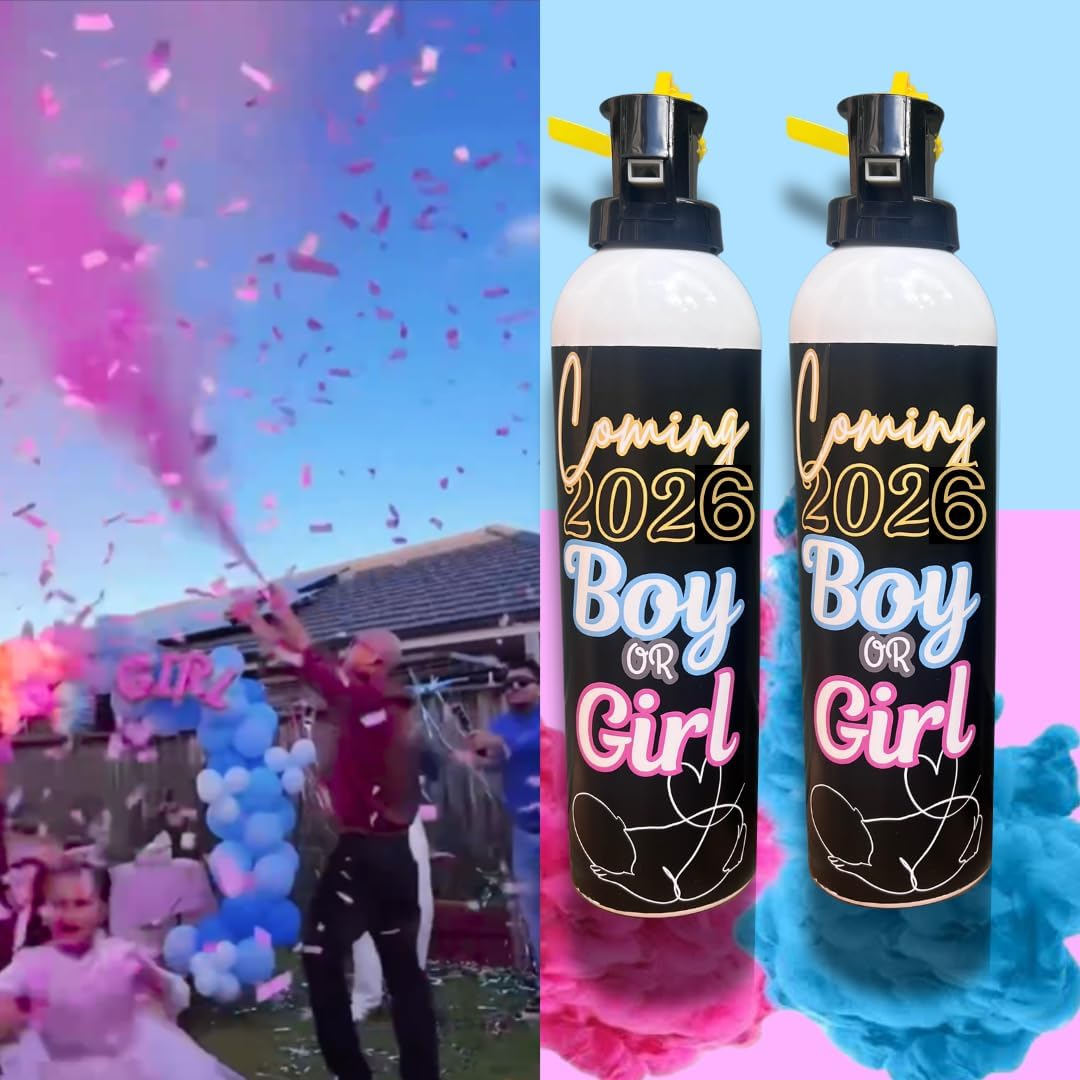 Gender Reveal Fire Extinguisher Jet Blaster &ndash; 300G Explosive Powder for Boy or Girl Announcement | Pink & Blue Gender Reveal Ideas (Pink) - Pink image number 3