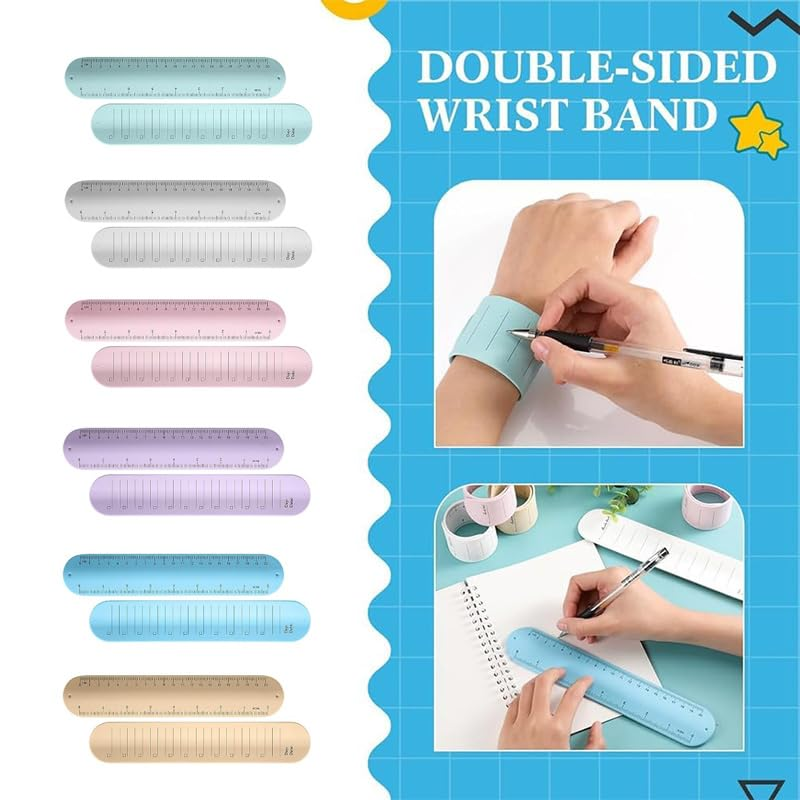 WADY 6 Pcs Reusable Erasable To-Do List Silicone Wrist Band,Waterproof Writable Nurse Reminder Bracelet with Ruler, 9.3 X 1.8" Wearable Notepad Slap Bracelet for Notes & Tasks image number 3