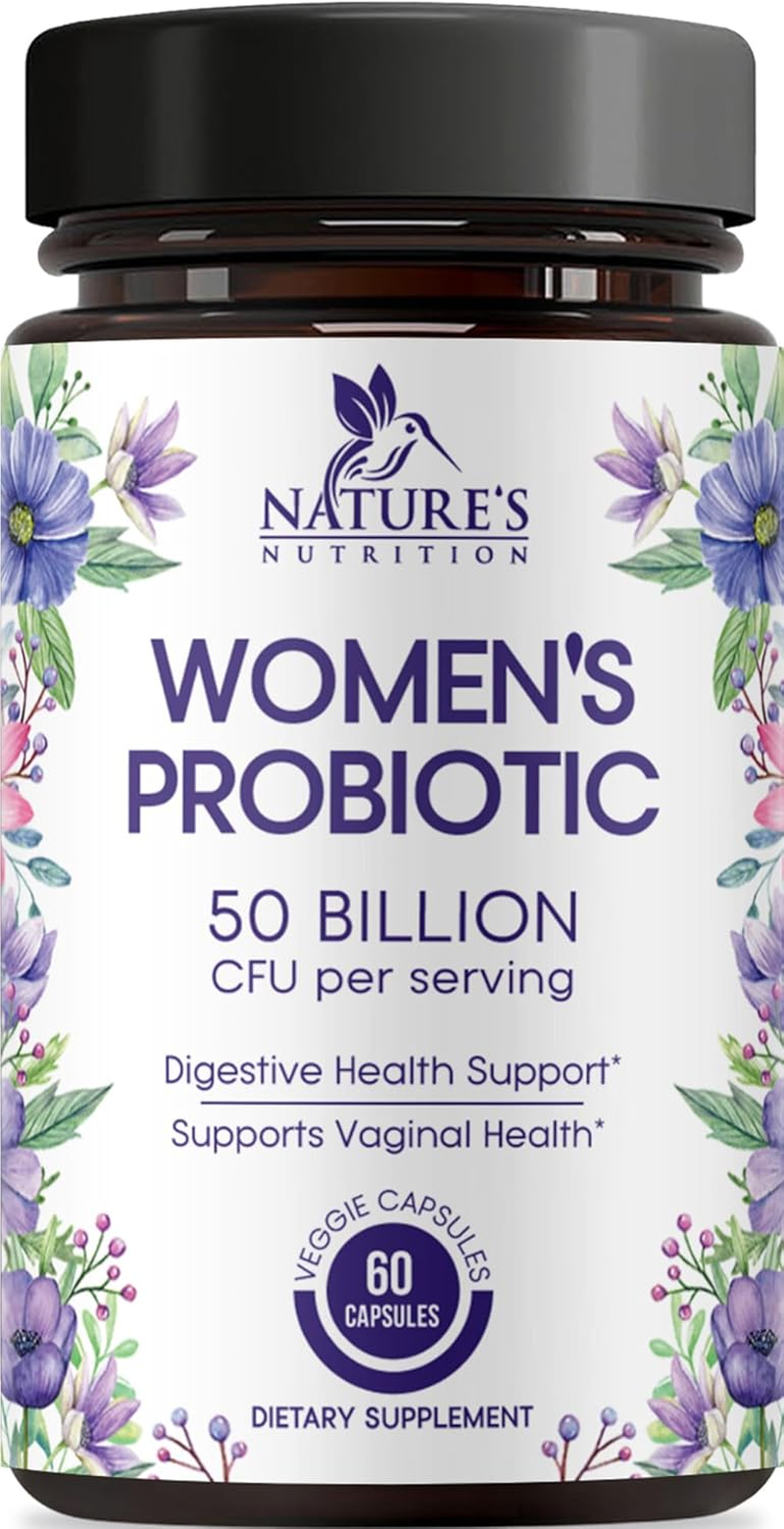 Nature'S Nutrition Women&rsquo;S Probiotics 50 Billion CFU Guaranteed, Vegan Probiotic Strains, Supports Womens Digestive, Immune, Vaginal, & Urinary Health, Delayed Release, No Soy Gluten 60 Capsules image number 5