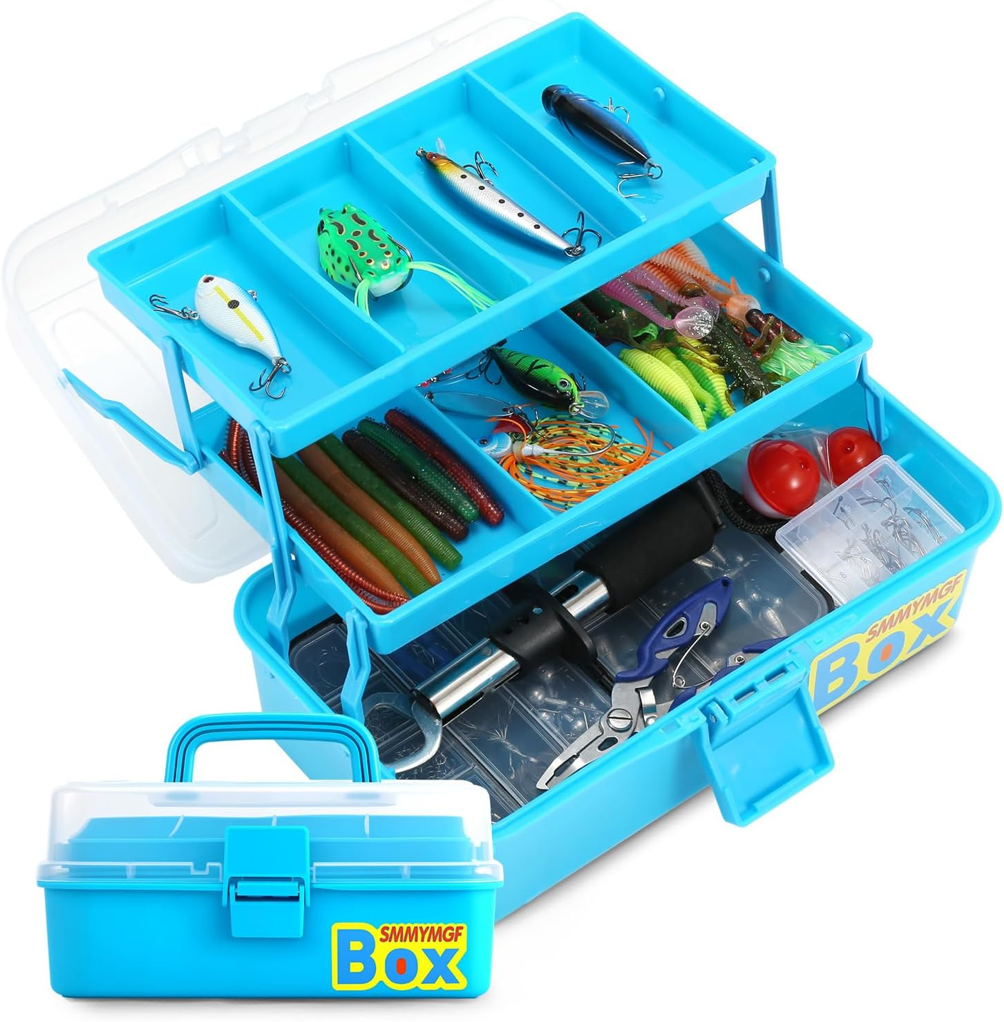 Fishing Lures Tackle Box Bass Fishing Kit Including Animated Lure,Crankbaits,Spinnerbaits,Soft Plastic Worms, Jigs,Topwater Lures,Hooks,Saltwater & Freshwater Fishing Gear Kit for Bass,Trout, Salmon.