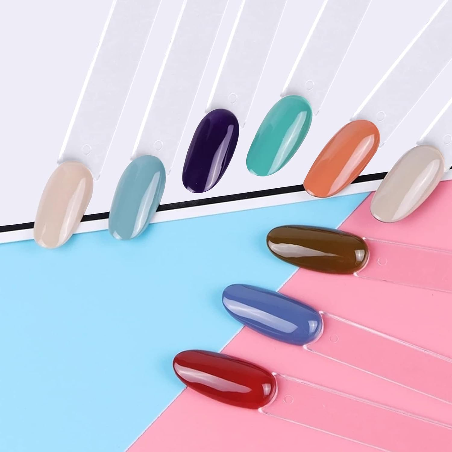 Pack of 100 Nail Sticks, Transparent Nail Art Tip Ring Stick, Colour Display Nail Display, Nail Art, Practice Nail Presentation for Display and Practice DIY Nail Art, Oval image number 3