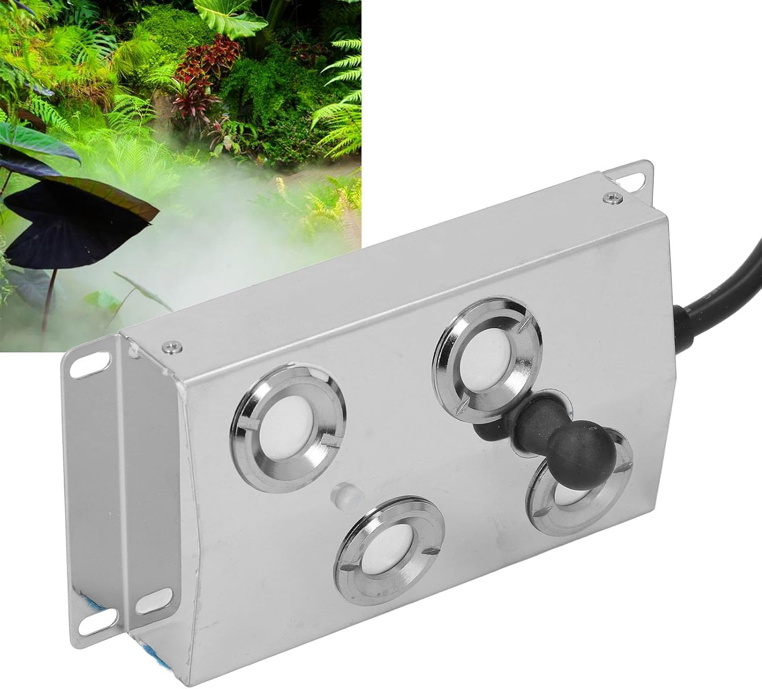 Tnfeeon Garden Mist Maker, Waterproof Stainless Steel Ultrasonic Fogger with 4 Heads for Outdoor and Indoor Landscape Enhancements image number 3