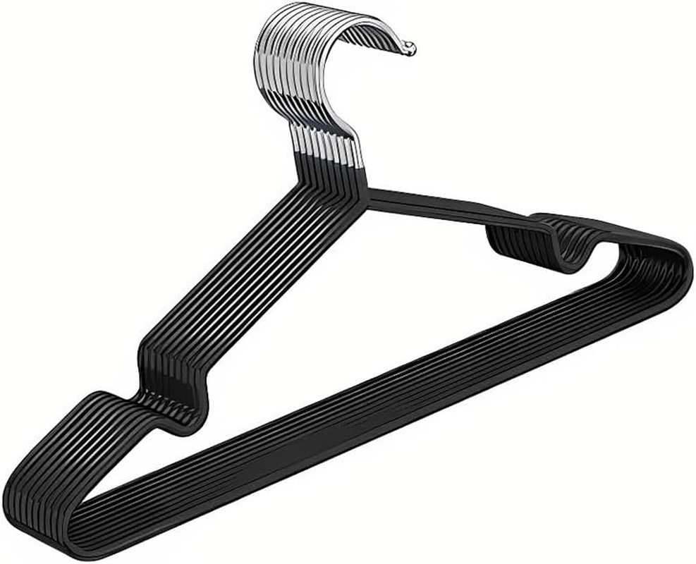 AIMALL Adult Clothes Hanger 15.75X7.87In Heavy Duty Steel Core PVC Coated Non-Slip Seamless Hanger for Shirts Suits Dry Wet Use &ndash; Black Grey White
