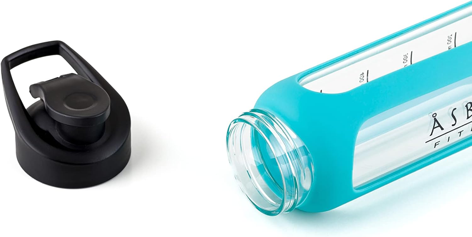 Asbirg Glass Protein Shaker 700 Ml - Bpa-Free, Leak-Proof & Robust - Protein Shaker with Borosilicate Glass Mixball - Drinking Bottle for Fitness & Sports | Aqua Blue