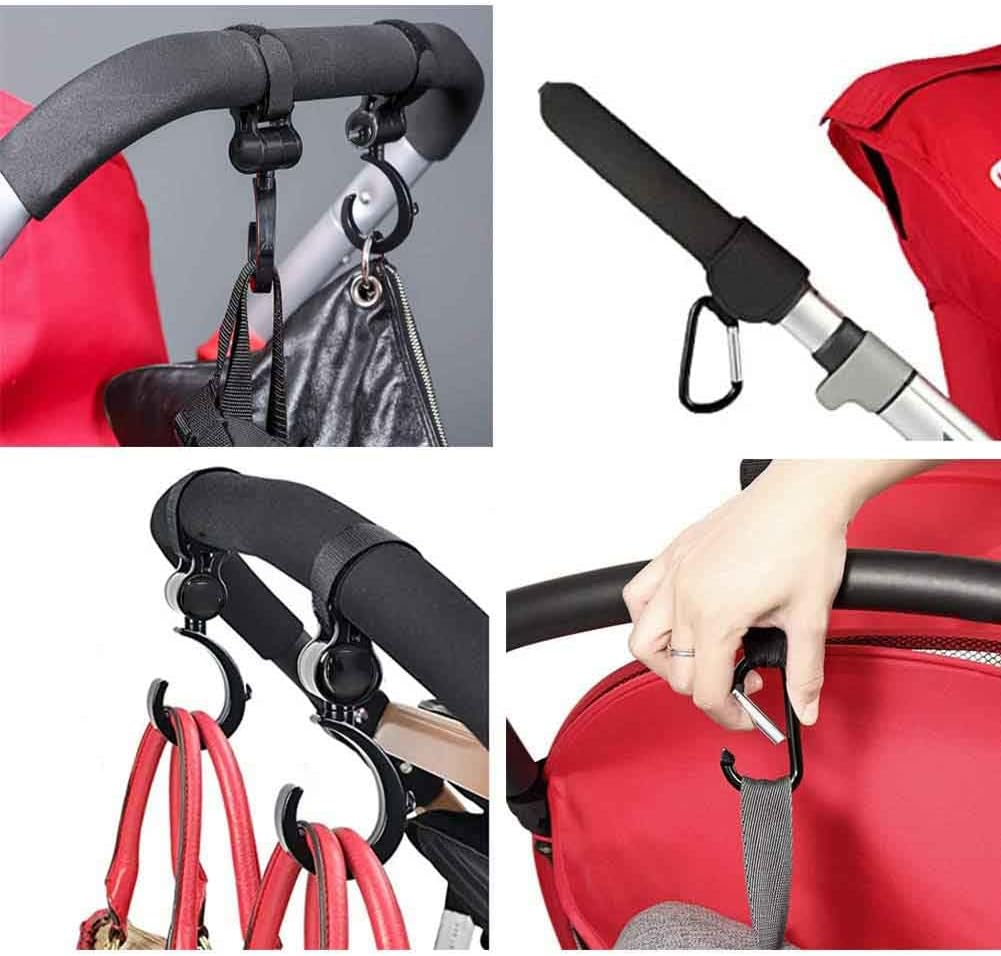 6Pcs Baby Pram Clips Premium Mommy Stroller Accessories with Large Carabiner and Velcro Hook for Diaper Bags and Stroller Organization image number 1
