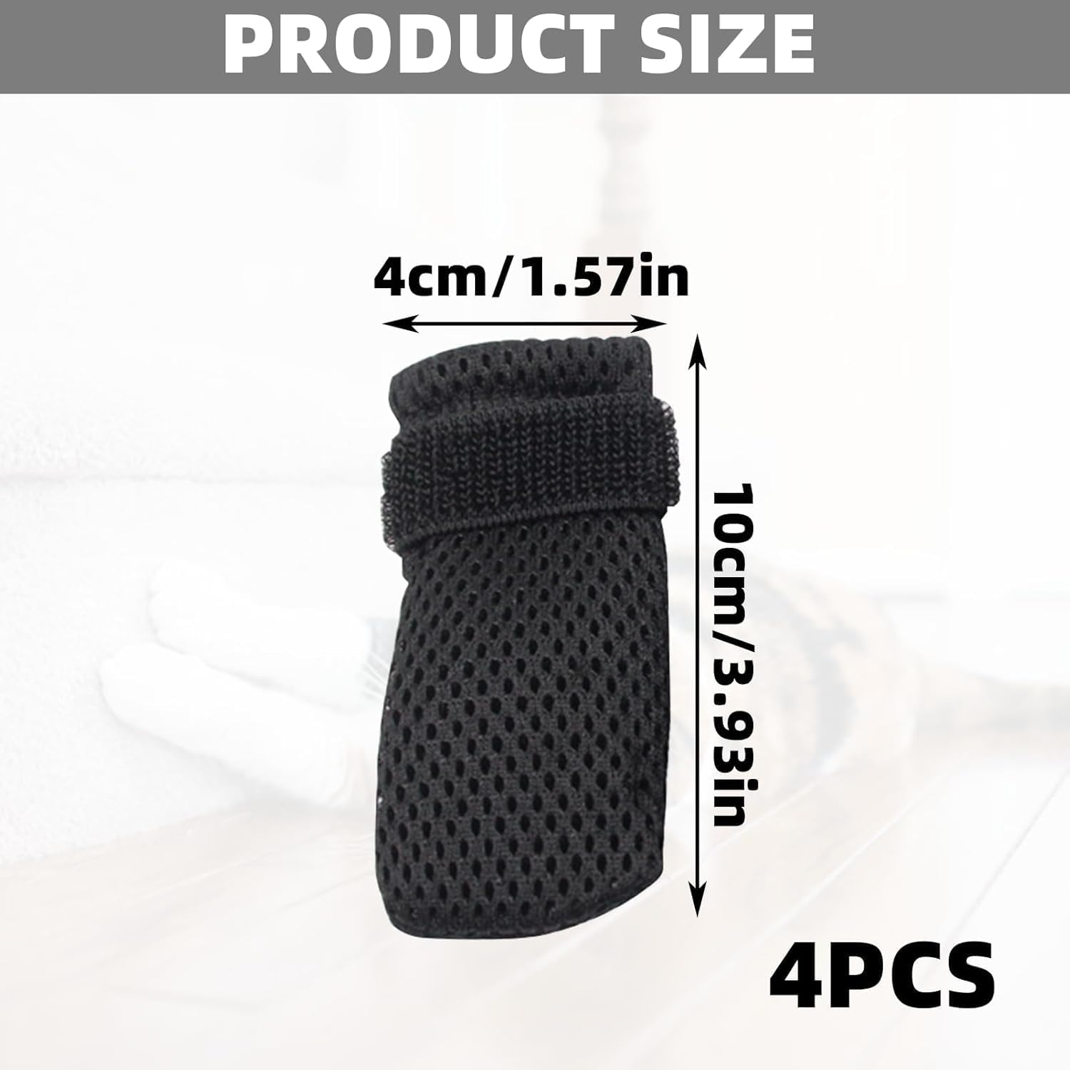 Black anti Scratch Polyester Cat Shoes, 4Pcs Breathable Mesh Cats Foot Claw Protector Covers, Adjustable Mesh Cat Anti-Scratch Foot Covers Claw Protectors image number 5