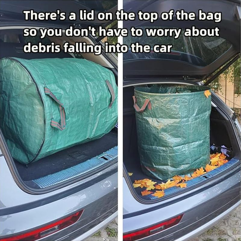 AIMALL 300L Garden Deciduous Bag with Lid, Large Garden Garbage Collection Bag for Branches, Leaves, and Compost, Flip Open Design for Easy Access