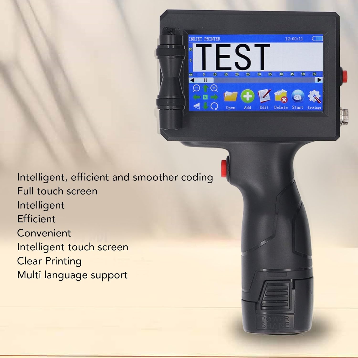 Handheld Inkjet Printer, Portable Handheld Printer with 4.3Inch Touch Screen, Quick Drying Inkjet Coding Machine, 12.7Mm Print Height for Batch Number Date Logo QR Code Barcode image number 2