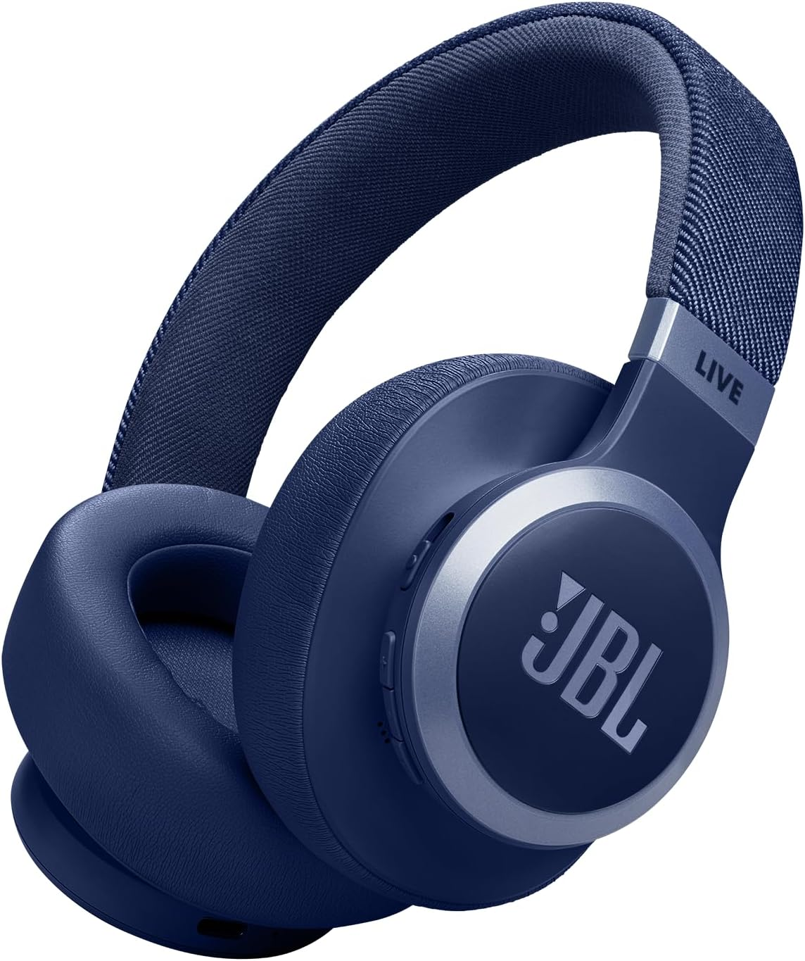JBL Live 770NC - Wireless Over-Ear Headphones with True Adaptive Noise Cancelling with Smart Ambient, up to 65 Hours of Battery Life, Comfort-Fit Fabric Headband & Carrying Pouch (Blue)