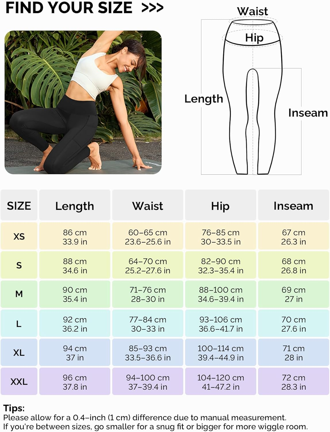 Yogaration Leggings for Women, High Waisted Yoga Pants with Deep Side Pockets, Non-See-Through Workout Leggings, Full Length image number 4