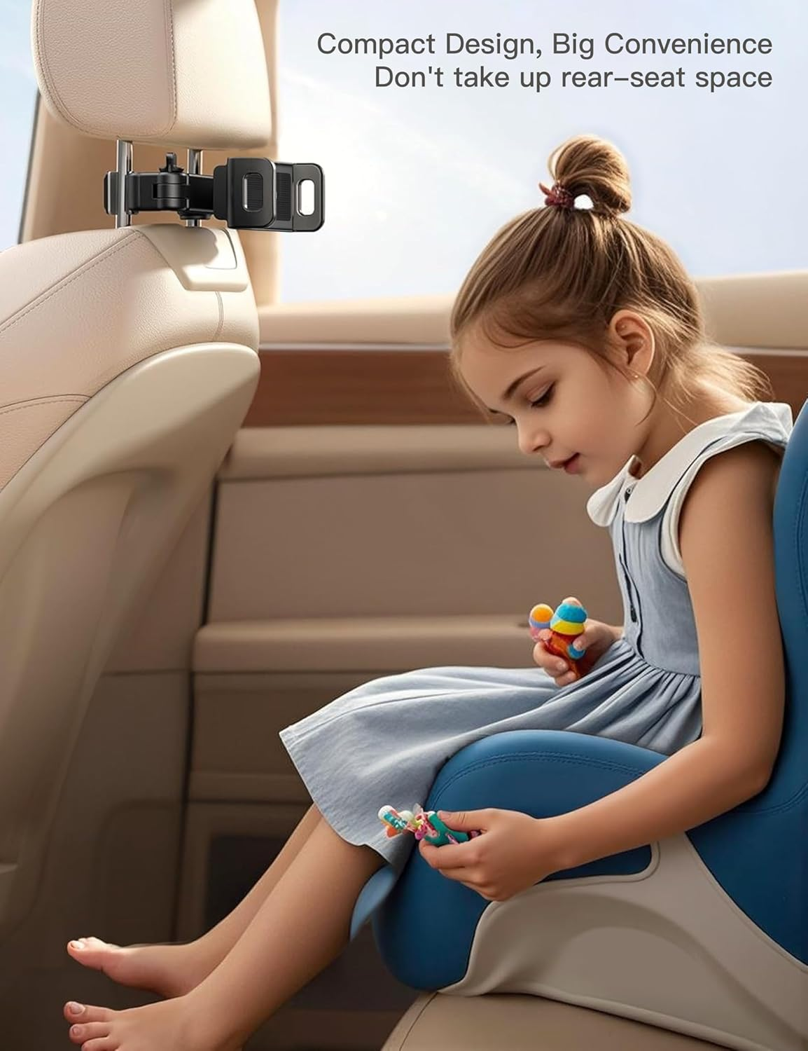 Stretchable Car Headrest Tablet Mount - Tablet Holder for Car, 360&deg;Rotating Adjustable, Road Trip Essentials Kids Family, for Ipad Pro, Air, Mini, Galaxy, Fire, More 4.5-12.9" Devices image number 4