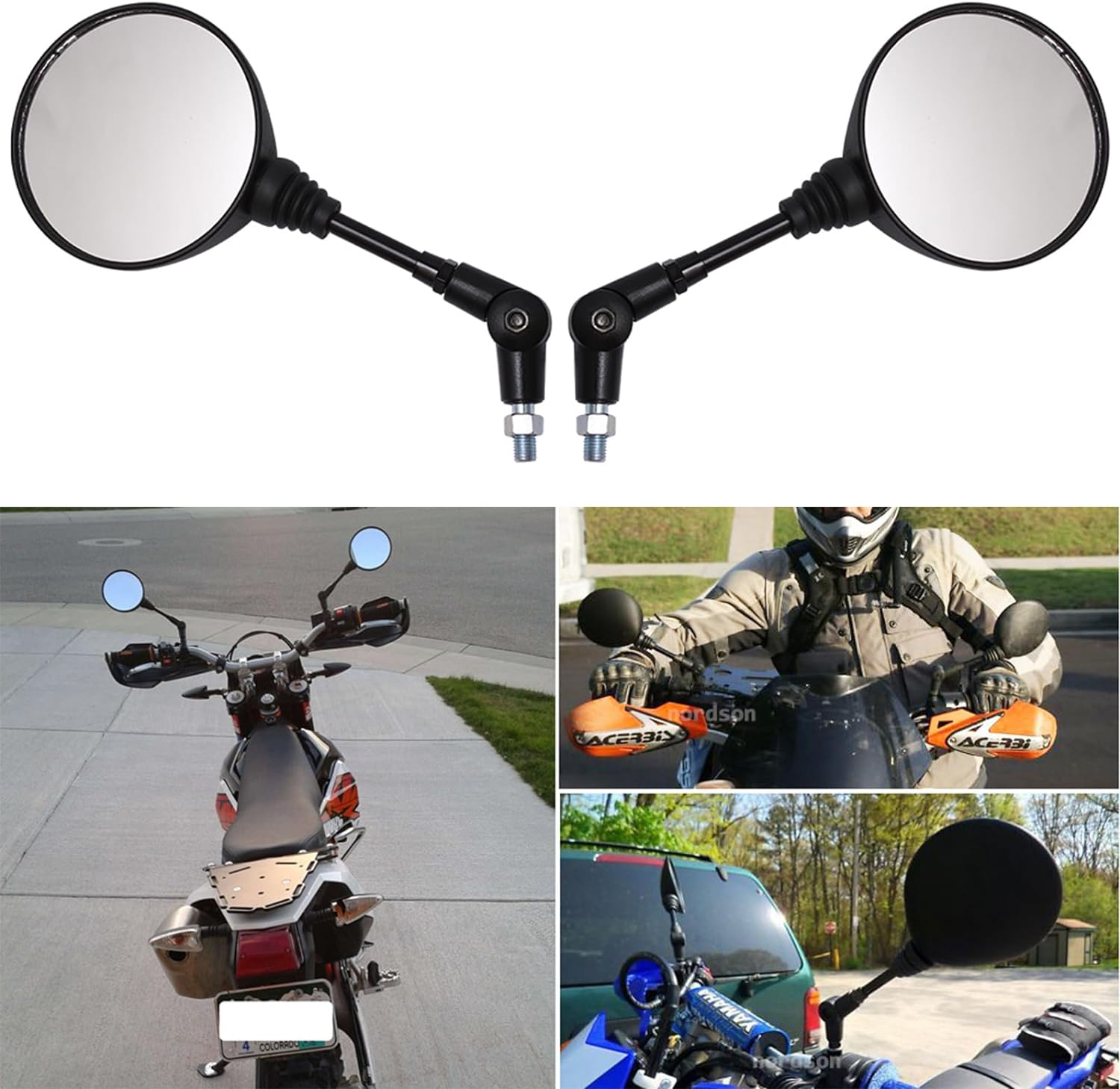 2 Pack 360&deg; Adjustable Motorcycle Rearview Mirror, Side Mirror, Indestructible Front Mirrors - Adventure Set image number 3
