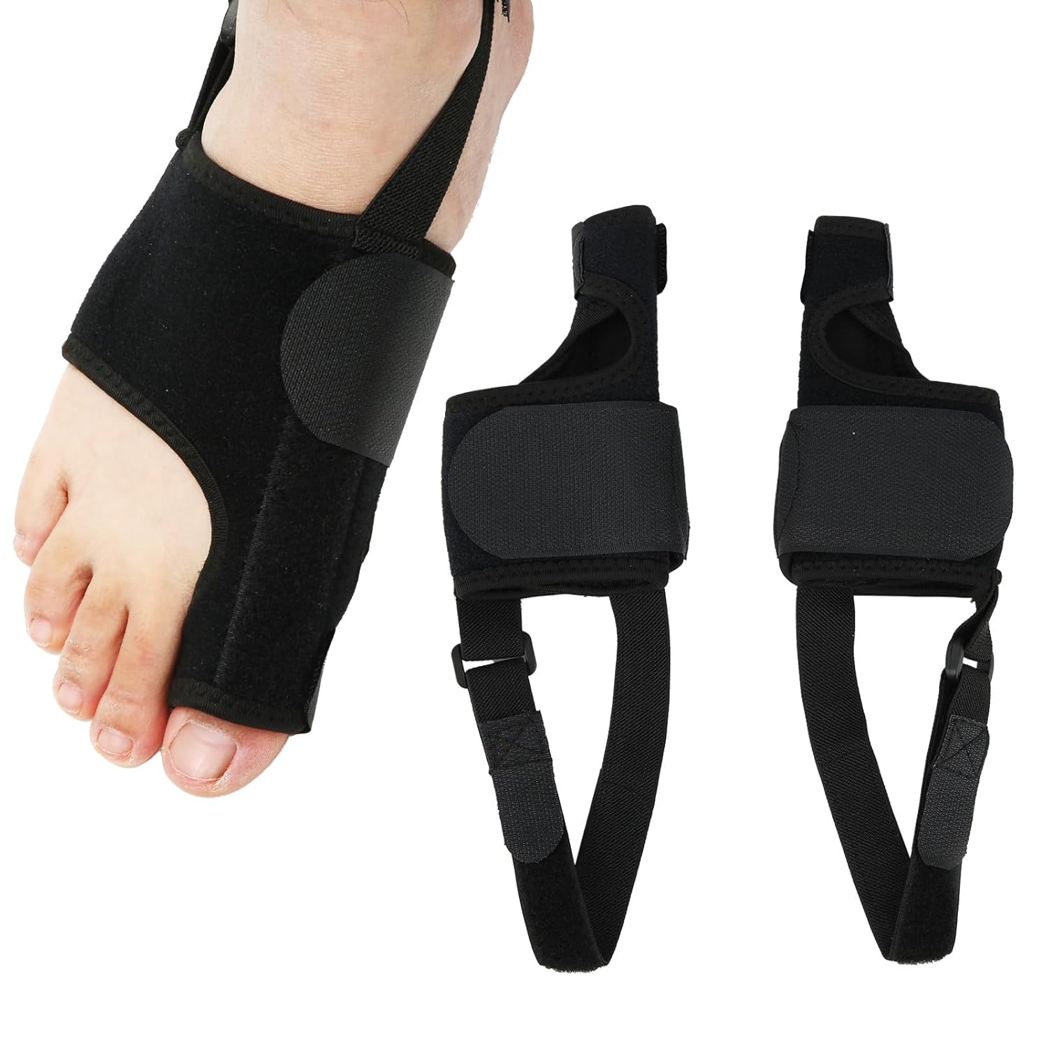 2Pcs Big Toe Splints, Adjustable Big Toe Straightener with Metal Plates Hallux Valgus Brace for Women Men Fractured Sprains Turf image number 1