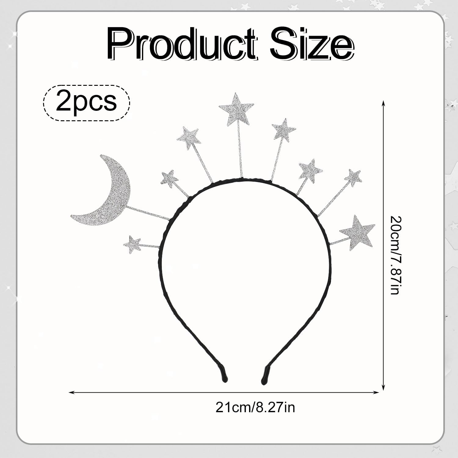 XIHIRCD 2Pcs Star Moon Headband, Glitter Sliver Star Halo Headband Alloy Star Hair Hoop Shiny Goddess Star Headpiece Hair Accessory for Girl Women Birthday Party Ramadan Costume Wedding image number 5