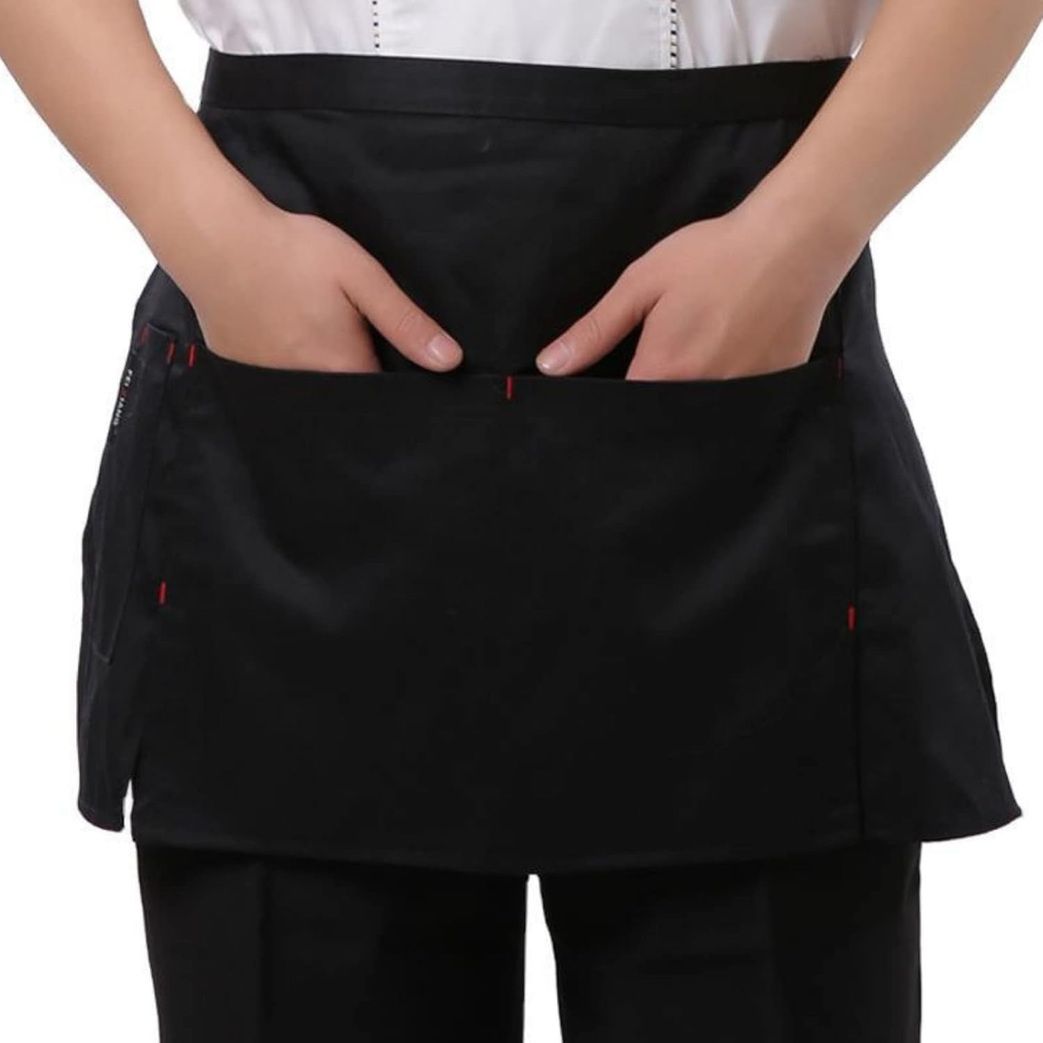XUNQUCOM Unisex Waist Apron Waiter Short Apron Kitchen Cooking Waist Serving Apron with 2 Large Pockets and 1 Small Pen Pockets