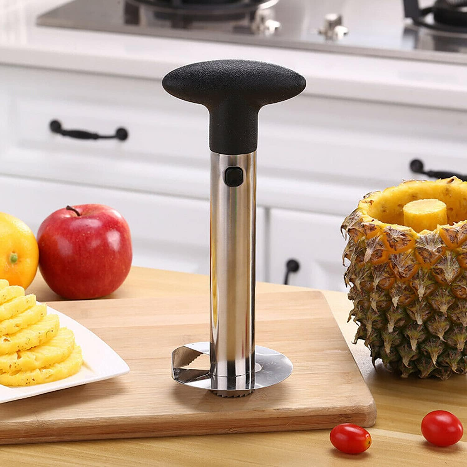 3-In-1 Pineapple Corer and Slicer, Pineapple Cutter Tool with Peeler - Premium Stainless Steel Kitchen Gadget for Perfect Rings in 60 Seconds, Dishwasher Safe & Ergonomic Handle