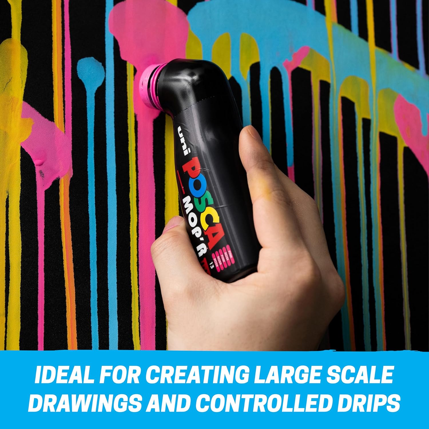 POSCA MOP&rsquo;R PCM-22 Water Based Permanent Paint Markers. round Tip for Art & Crafts. Multi Surface Use on Wood Metal Paper Canvas Cardboard Glass Fabric Ceramic Rock Stone Pebble Porcelain. Box of 8 image number 2