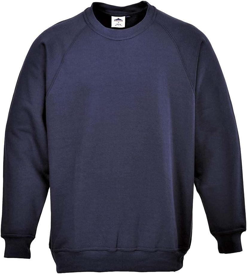 Portwest B300 Roma Sweatshirt Durable Soft Workwear Crew Neck Fleece 40+ UPF Sun Protection Comfortable Fit for Casual Corporate and Industrial Use, Navy, 5XL