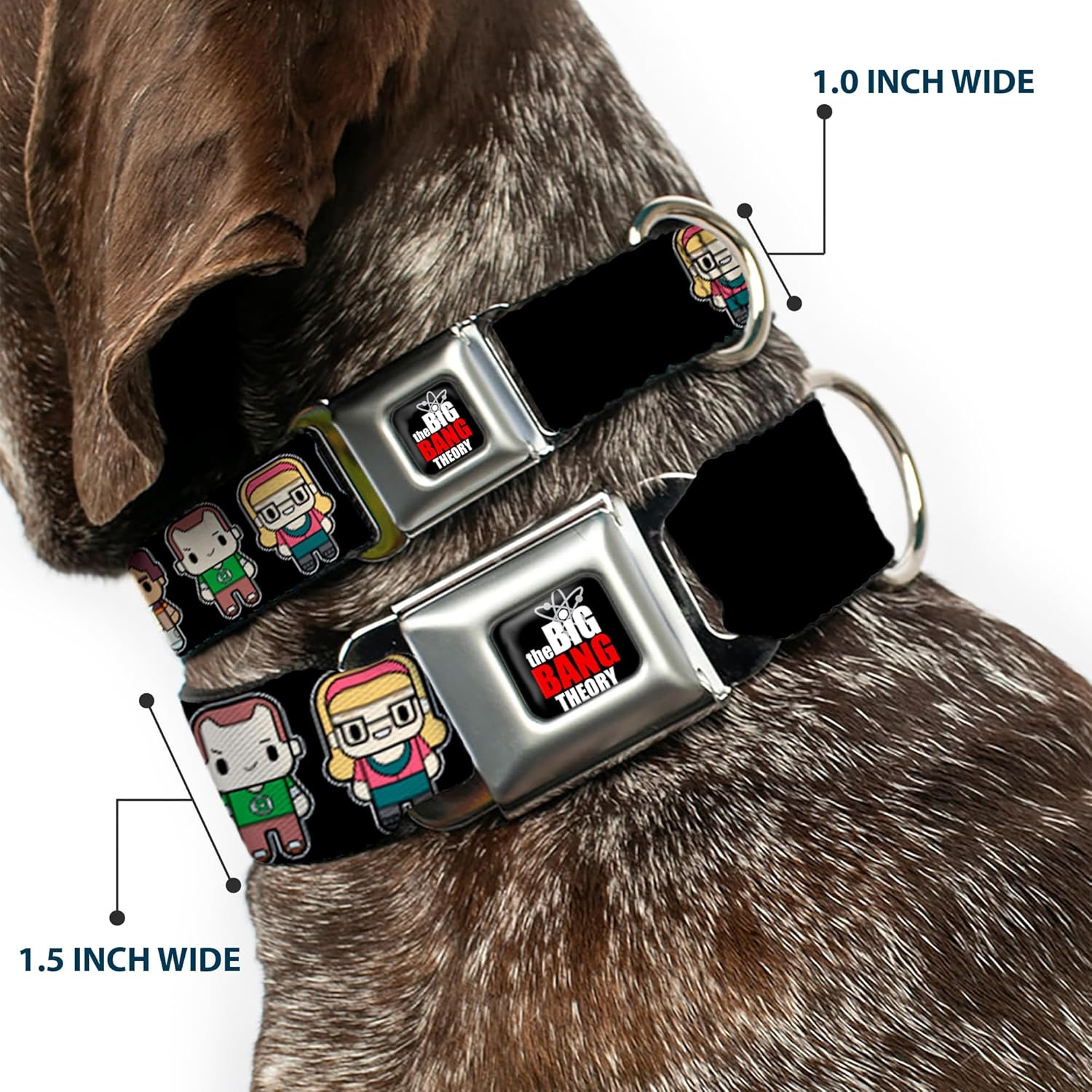 Buckle-Down Seatbelt Buckle Dog Collar - Big Bang Theory Chibi Characters Black - 1" Wide - Fits 15-26" Neck - Large image number 6