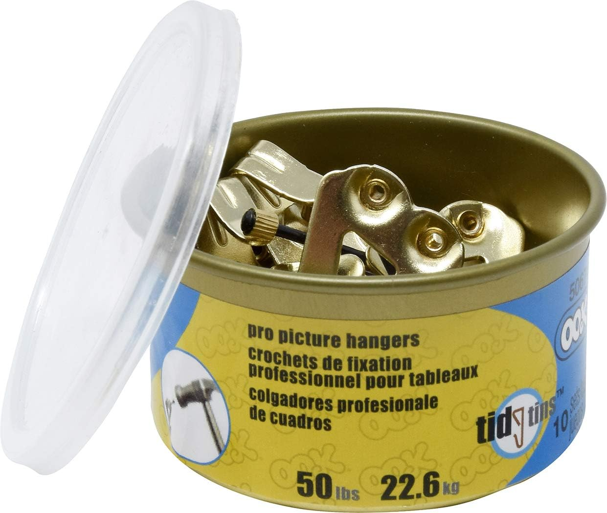 OOK 50674 Professional Picture Hangers, Art Hangers, Padded, Brass, Reusable Picture Hooks, 50Lb (10 Set), Gold image number 2