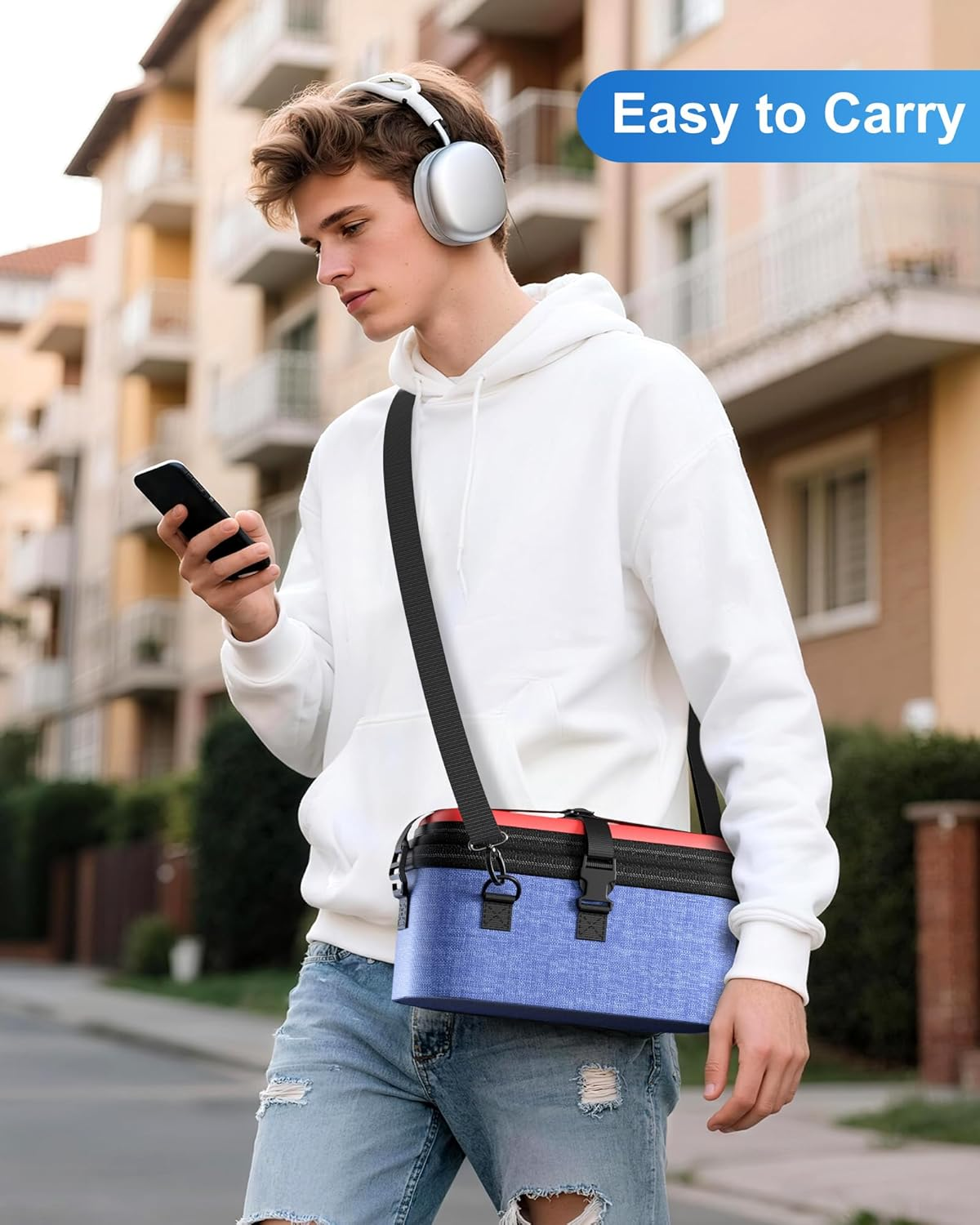 Procase 2-In-1 Carrying Case for Nintendo Switch 2 2025, Portable Hard Travel Bag with Detachable Layers, All in One Storage Box for Switch 2 Dock Console Controller Adapter and Accessories -Red&Blue