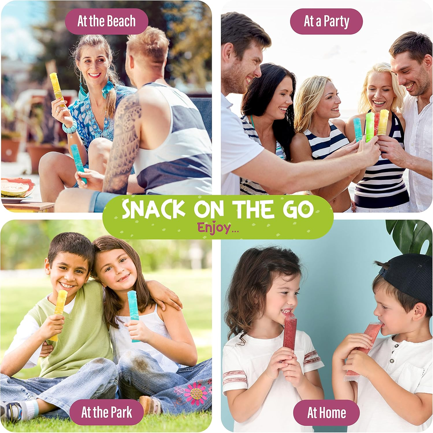 125 Disposable Ice Popsicle Mold Bags| BPA Free Freezer Tubes with Zip Seals | for Healthy Snacks, Yogurt Sticks, Juice & Fruit Smoothies, Ice Candy Pops| Comes with a Funnel (8X2)