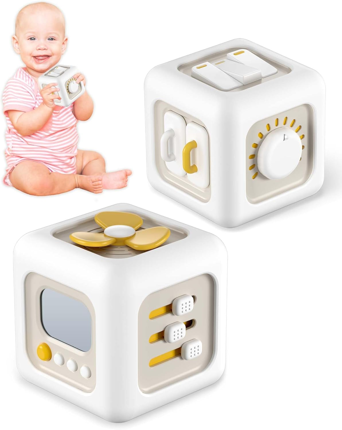 6 in 1 Busy Cube Montessori Toys for 1 Year Old Boy, Baby Sensory Toys for Ages 1-3, Toddler Learning Activities Travel Toy Birthday 1 2 3 Year Old Boy Girl image number 5