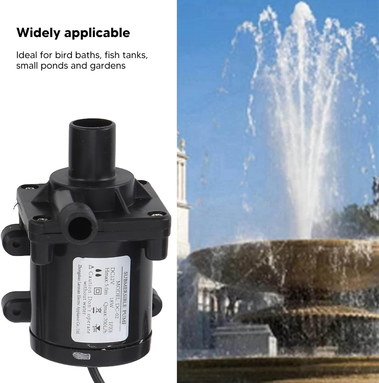 Solar Water Pump 12V 800L/H, Quiet Solar Fountain Pump with Adjustable Panel for Pond Bird Bath Garden, Green Energy (Battery Not Needed) image number 4