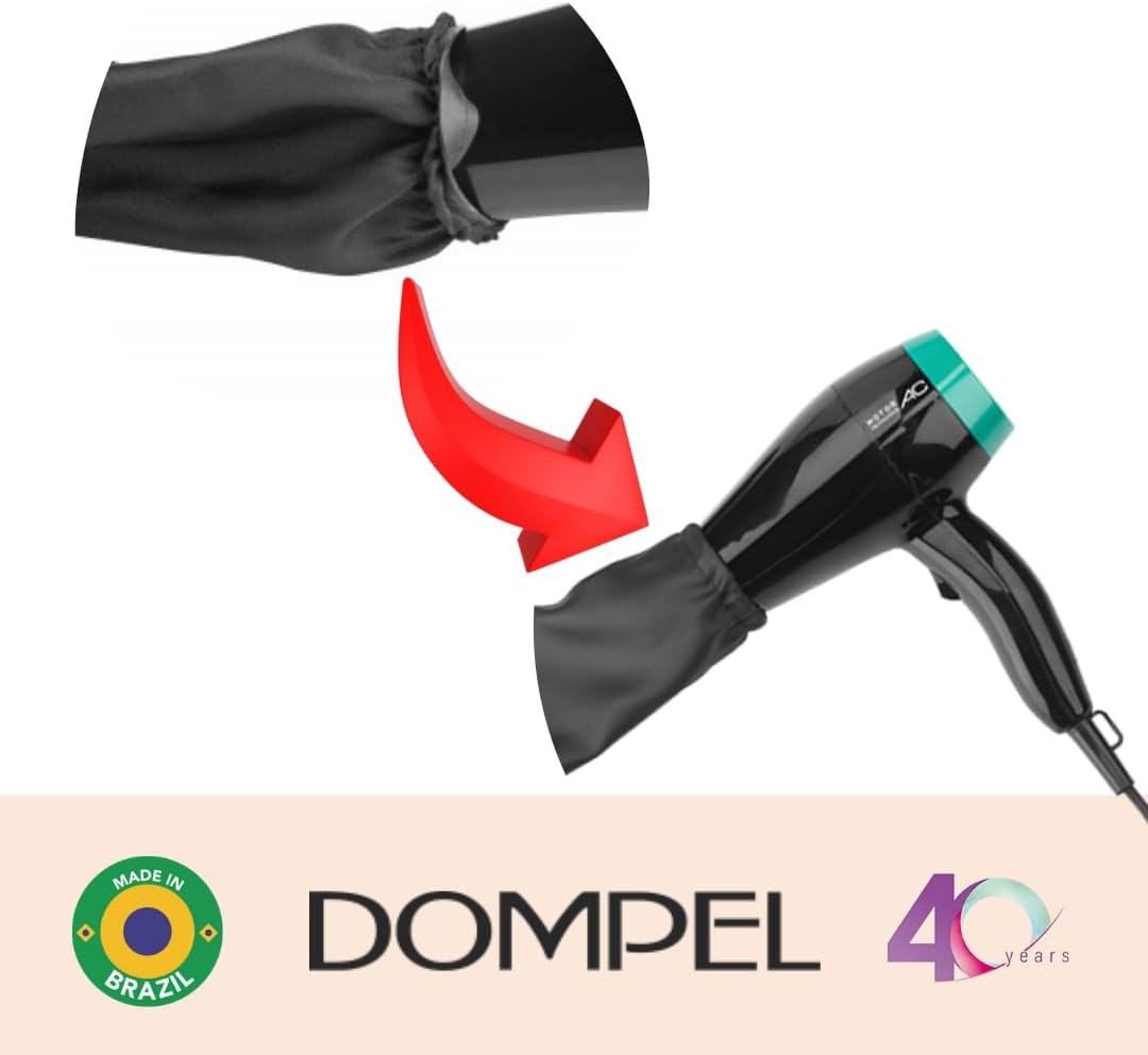 Dompel Black Hooded Hair Dryer, Satin Diffuser Cap | Enhance Hair Drying, Reduce Frizz, Protect Hair, Diffuser Cap Curly |100% Satin Universal Fit for Most Hair Dryers | Elastic Band | SIZE S