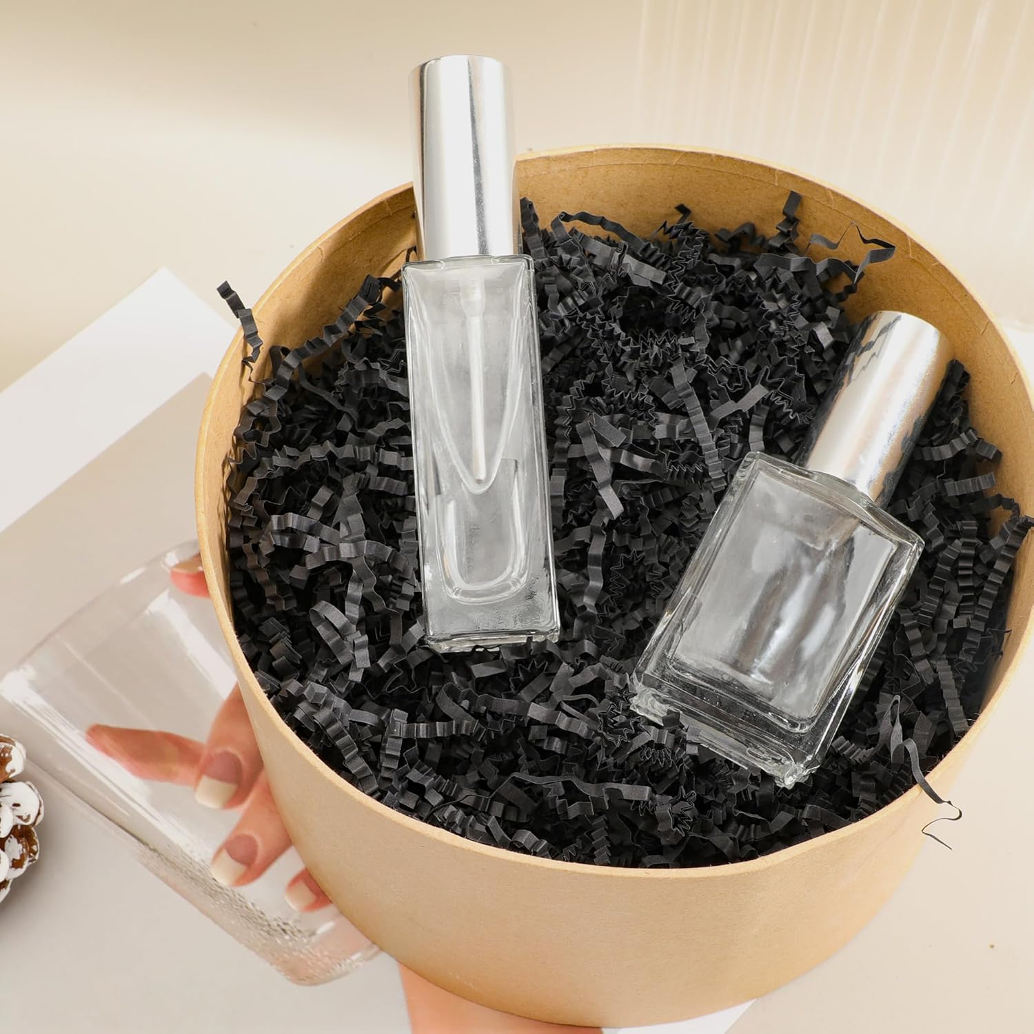 Crinkle Cut Paper Shred Filler (0.5 LB) for Gift Wrapping & Basket Filling - Black