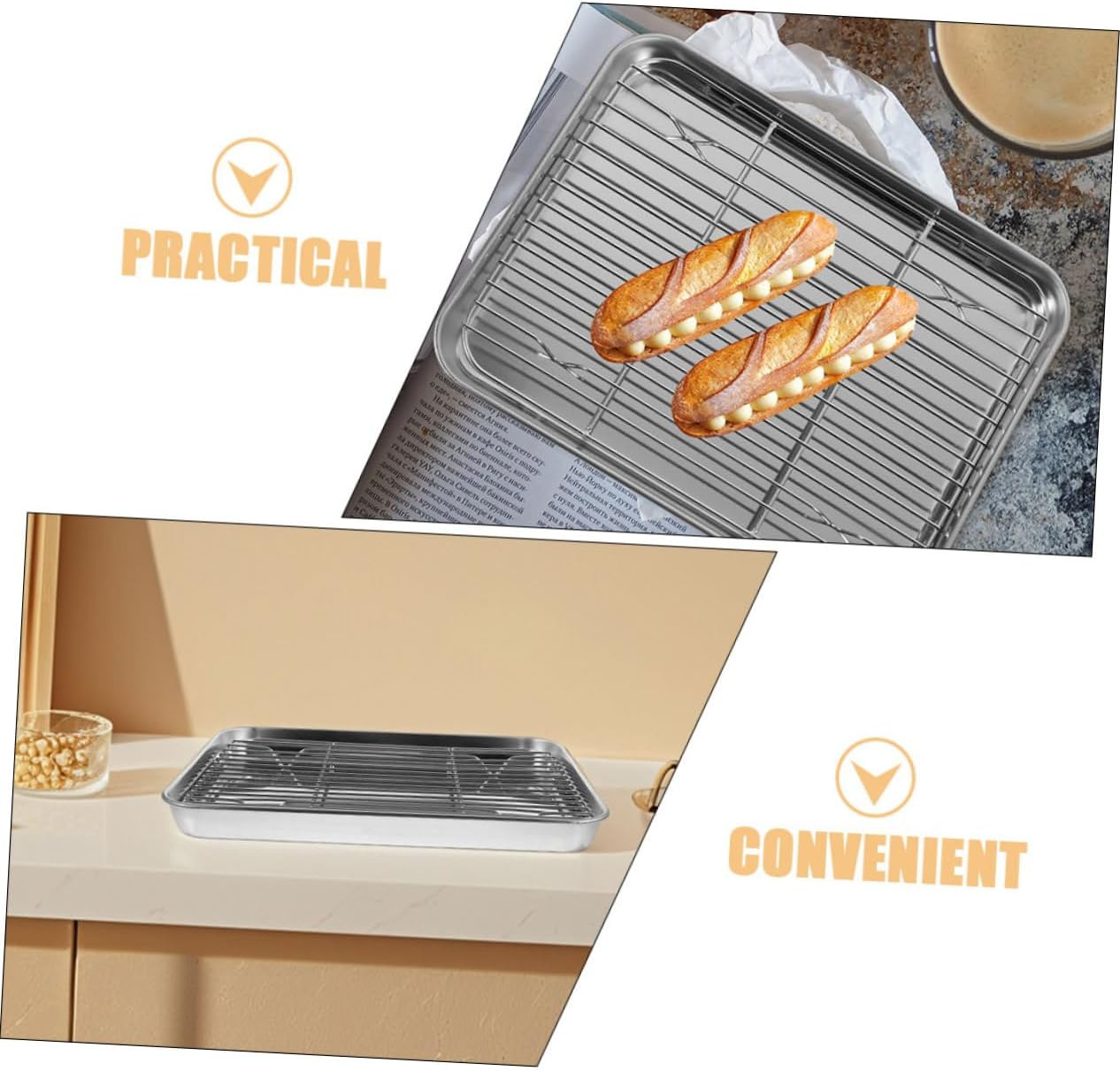 Cabilock 1 Set Stainless Steel Oil Drain Grid Versatile Baking Sheet Rack for Home Use image number 6