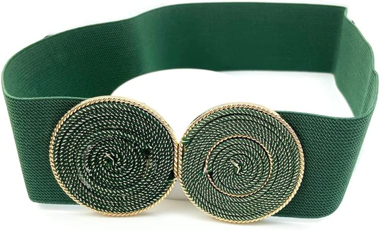 Wide Elastic Belts for Women Elastic Belt Cinch Waistband for Lady Belt Waist Sealing Retro Belts for Women Dresses Green Women Belts Elastic image number 1