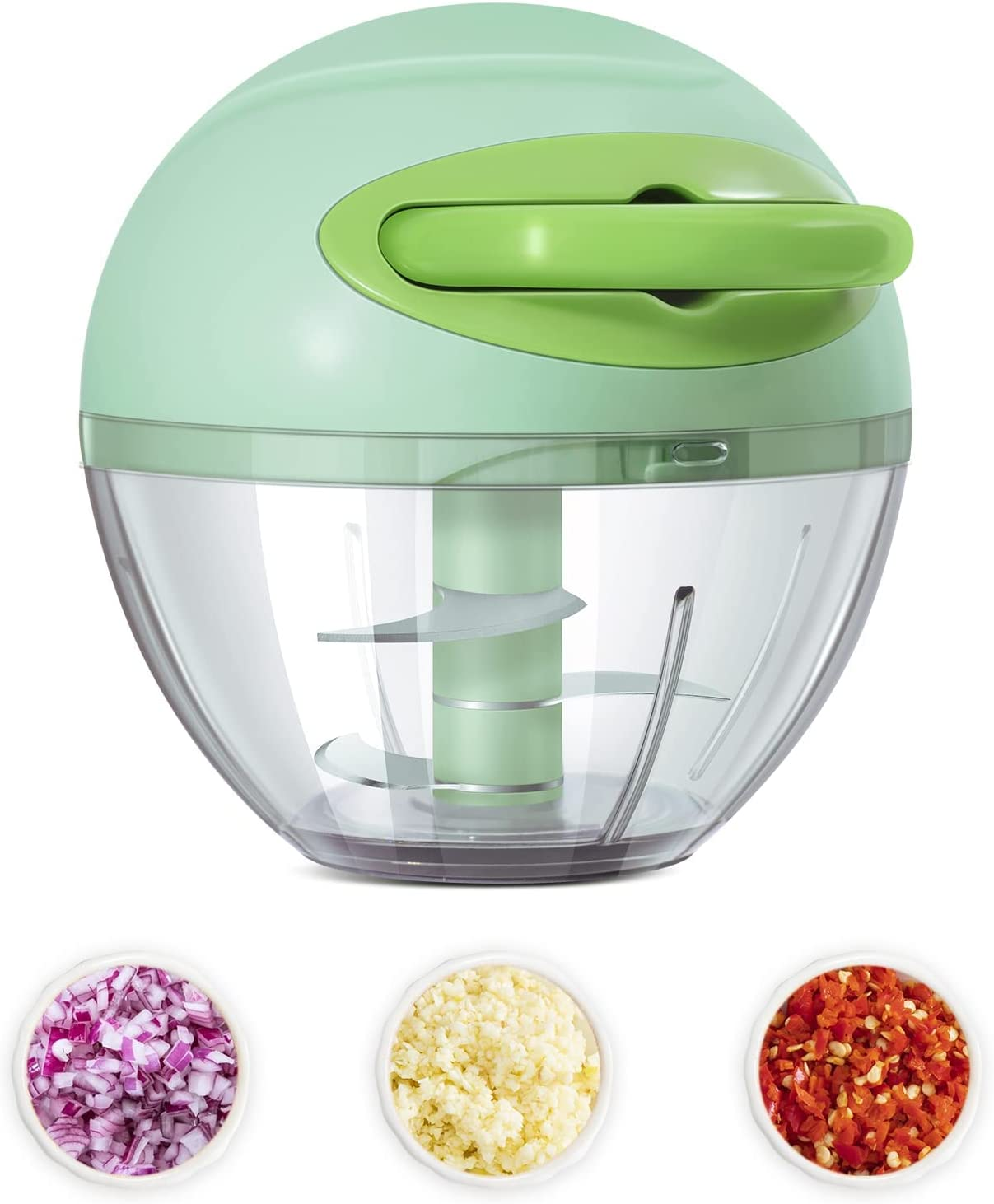 Garlic Mincer, Mini Chopper, Quick & Easy, Dishwasher Safe, Green, 180Ml image number 2