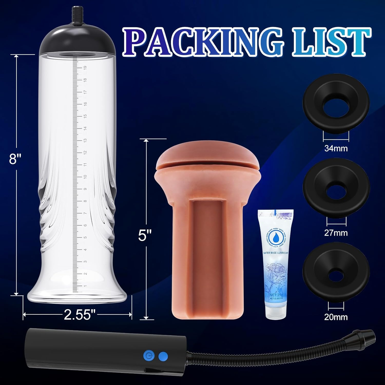 Automatic Penis Enlargement Pump for Men Erection with 3 Intensities, Male Adult Sex Toys Vacuum Sensuality Pump Penis Enlargers & Enhancer Device with a Vagina Pussy Stroker for Men Masturbation