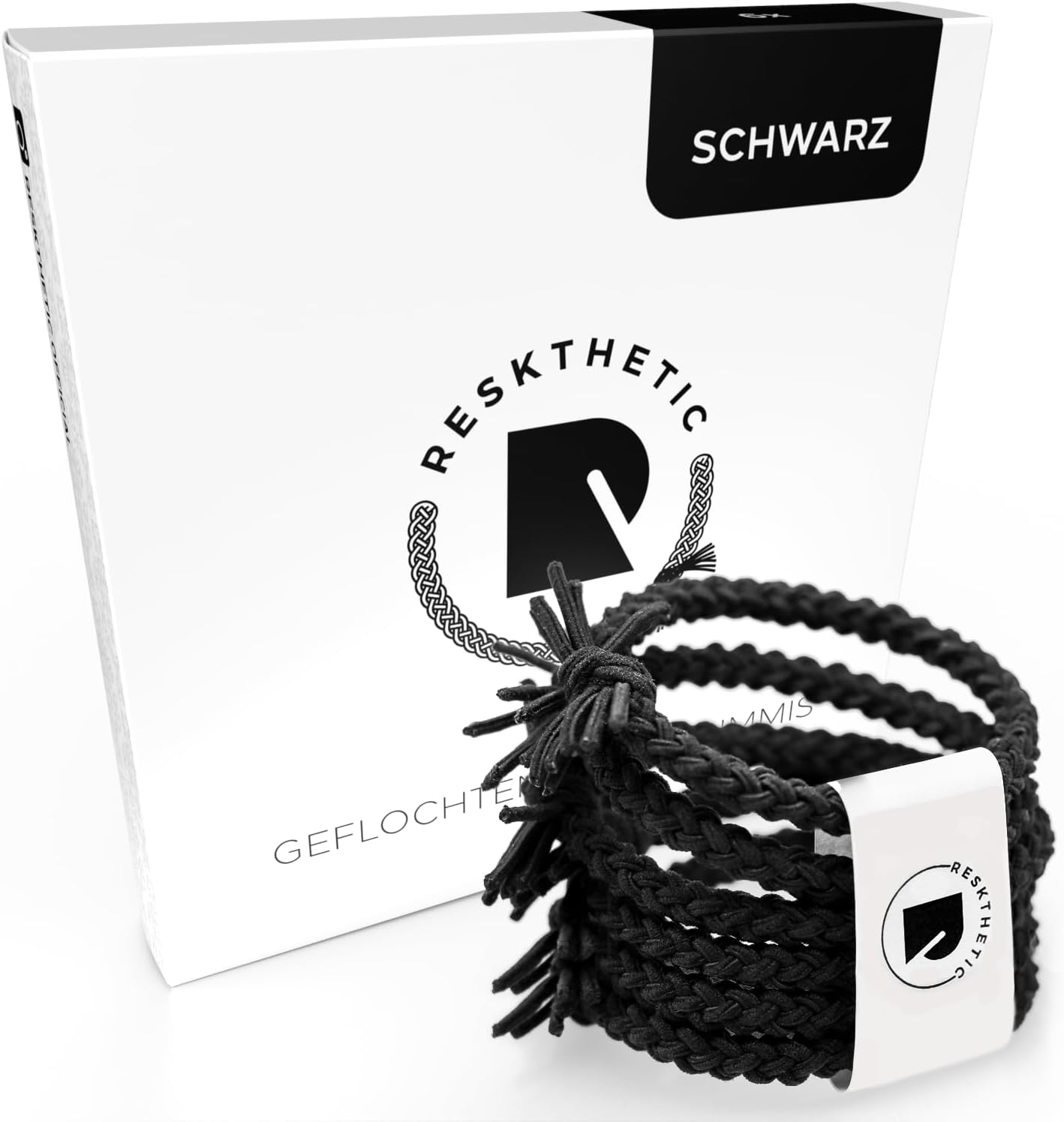 Reskthetic&reg; Hair Scrunchie - High-Quality Braided Hair Bobbles with Perfect Hold, Extremely Tear-Resistant Braid Elastics, Comfortable to the Hair (Brown)