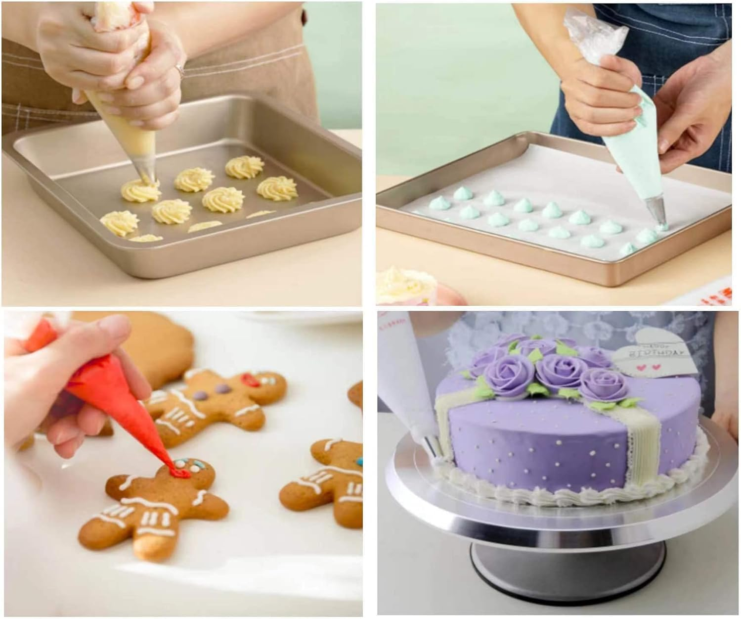 Cake Piping Set for Baking with Disposable Piping Bags and Tips, Standard Converters, Silicone Rings, Decorating Supplies for Deviled Egg, Cupcake and Cookie Icing image number 2