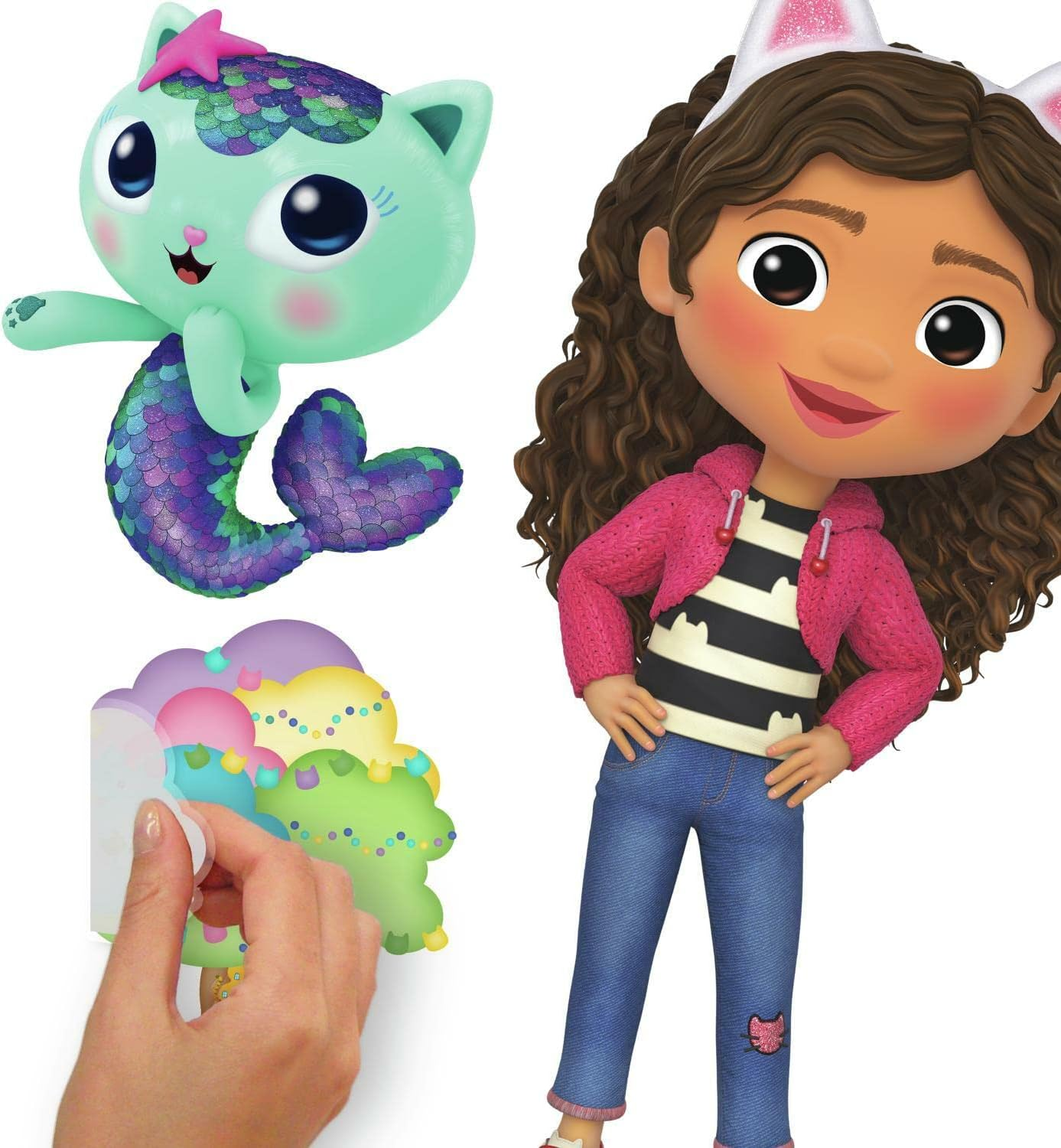 Roommates RMK4823SCS Gabby'S Dollhouse Peel and Stick Wall Decals, Pink, Purple, Blue image number 3