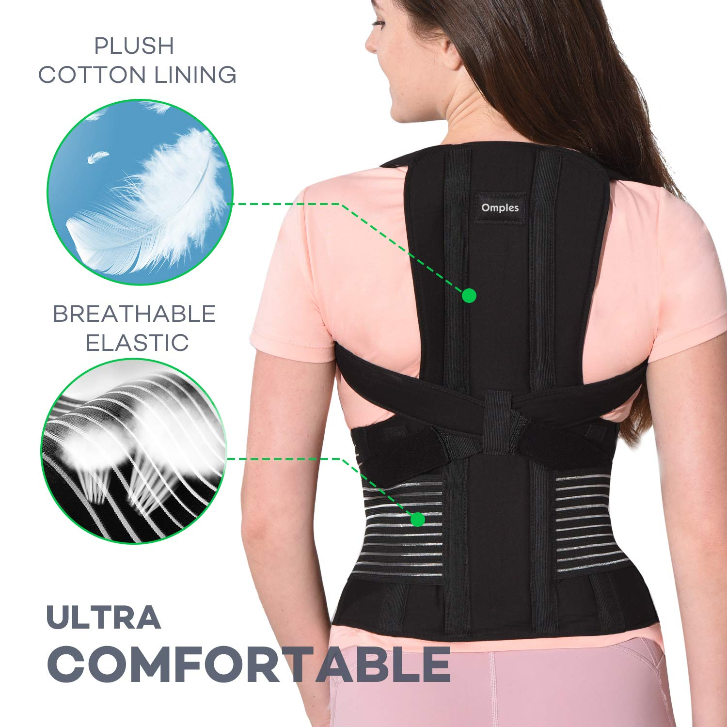 Omples Posture Corrector for Women and Men Back Brace Straightener Shoulder Upright Support Trainer for Body Correction and Neck Pain Relief, Medium (Waist 34-38 Inch) image number 5